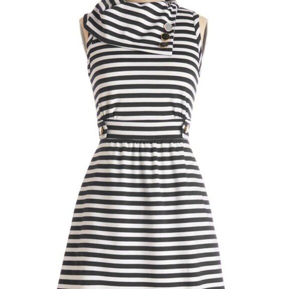ModCloth Coach Tour Dress - Black and White Stripes - Picture 3 of 3